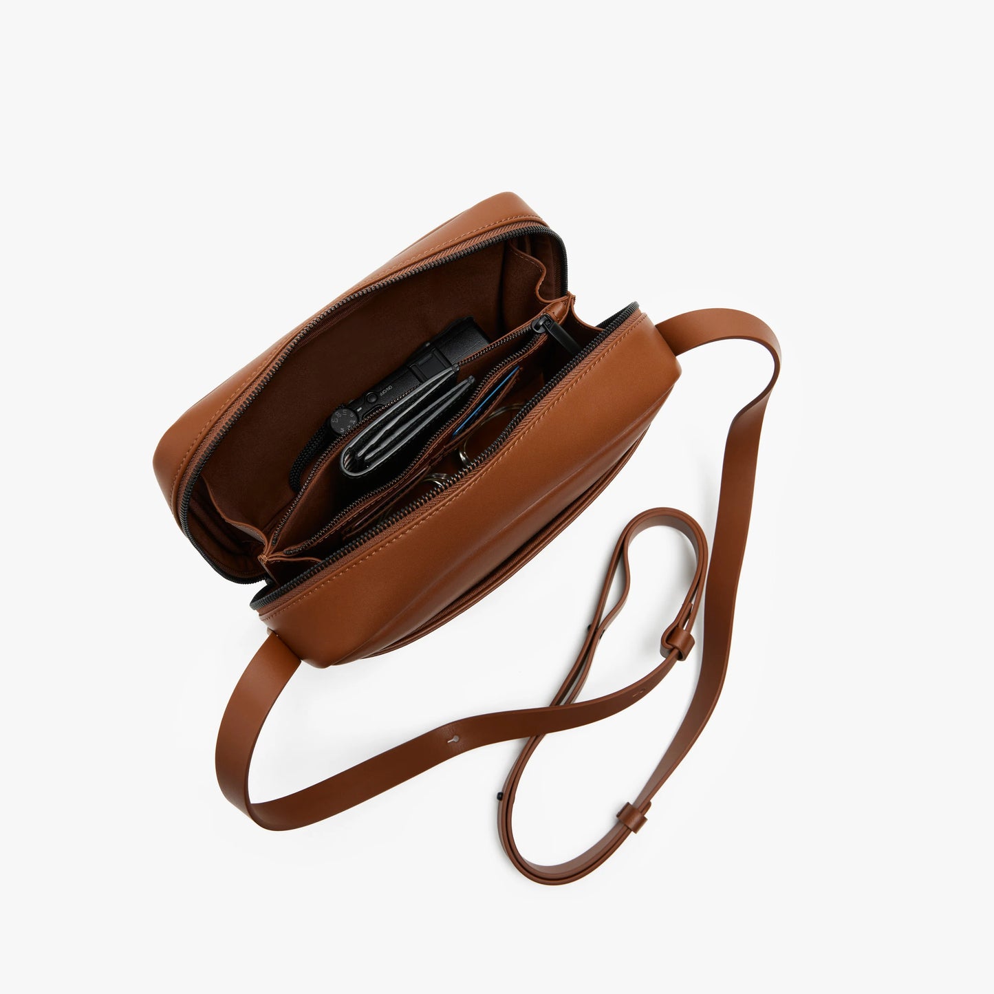 Crossbody Bag Water Scratch Resistant Faux Leather Divided Storage Crossbody Bag