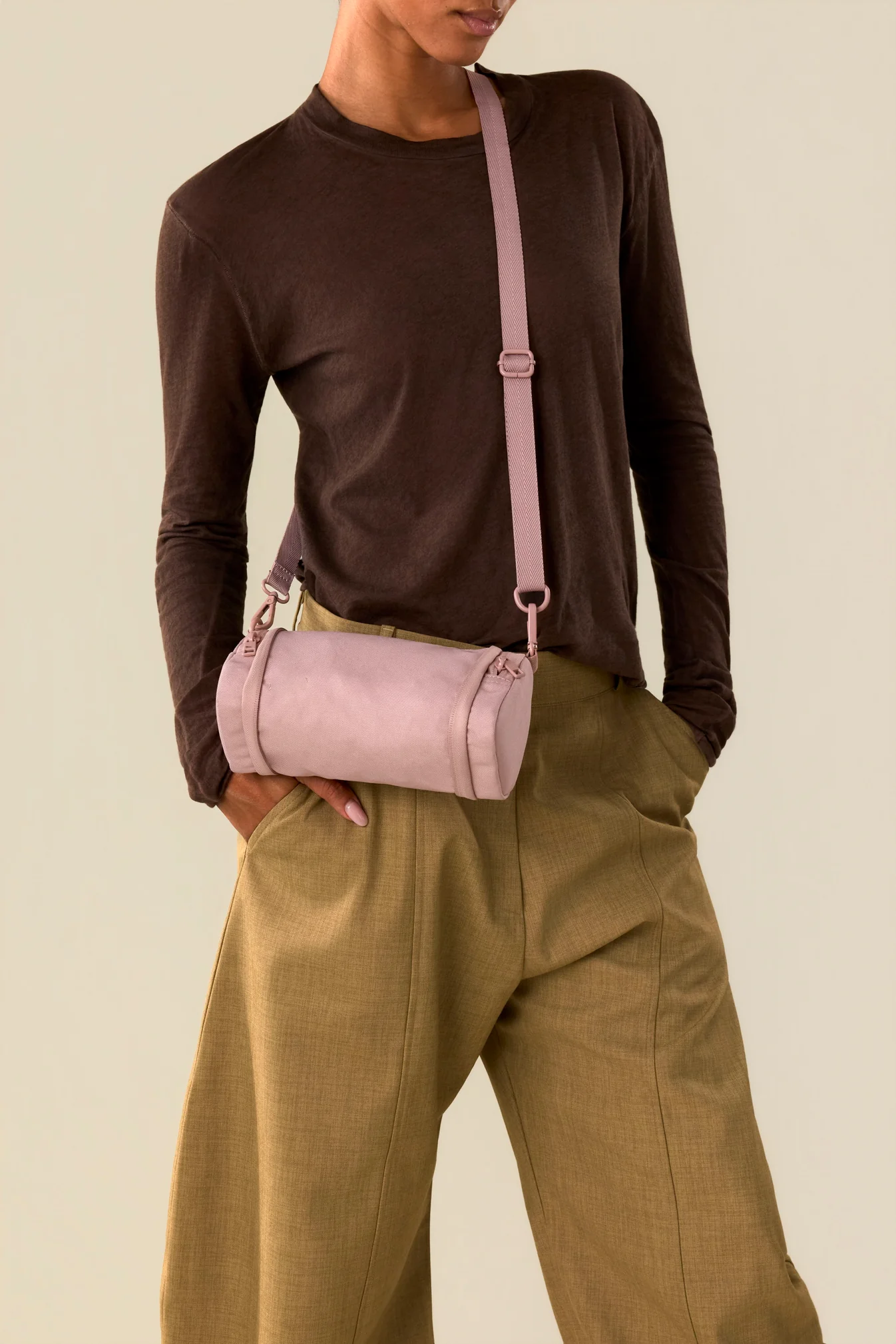 Crossbody Bag Recycled Polyester Expandable Mini Cylinder Crossbody Bag