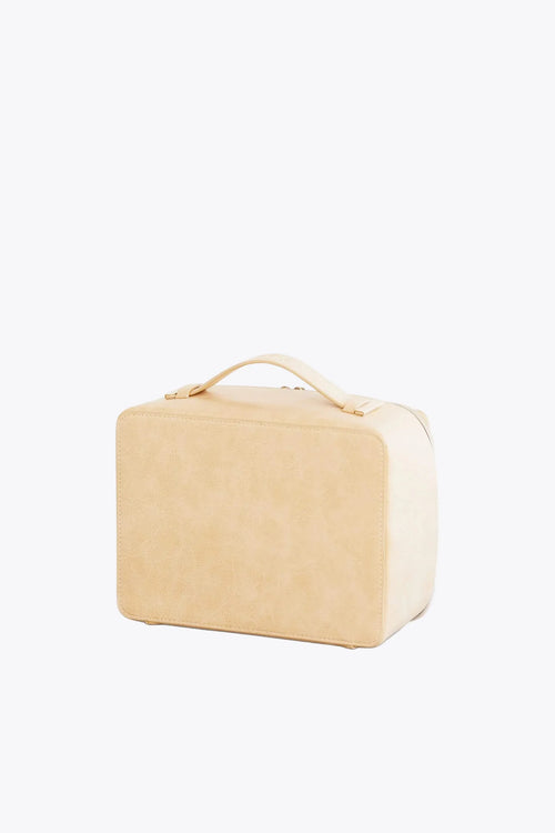 Cosmetic Bag PU Spill-Proof Hard Shell Travel Cosmetic Case with Detachable Brush Holder