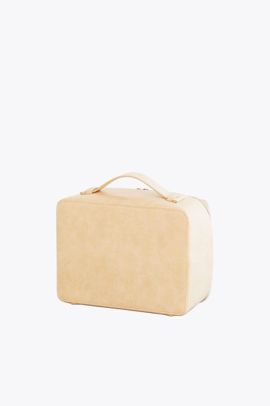 Cosmetic Bag PU Spill-Proof Hard Shell Travel Cosmetic Case with Detachable Brush Holder