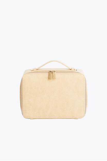 Cosmetic Bag PU Spill-Proof Hard Shell Travel Cosmetic Case with Detachable Brush Holder