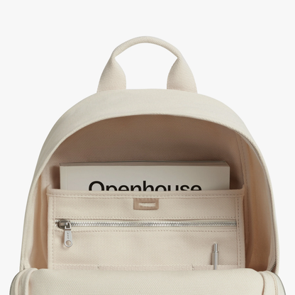 Cotton Canvas Minimal Daily Backpack with 14-inch Laptop Sleeve