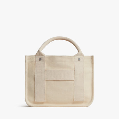 3.7L Minimal Canvas Small Structured Tote Bag with Detachable Shoulder Strap