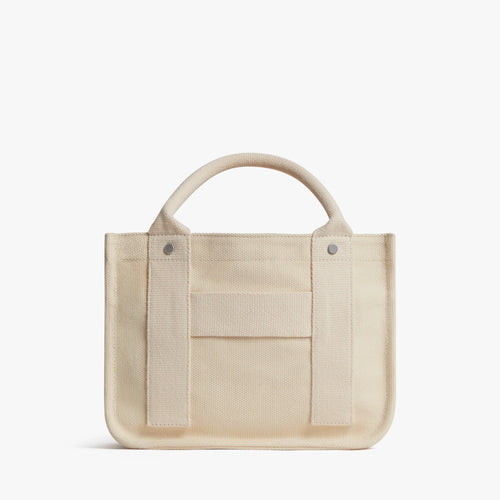 3.7L Minimal Canvas Small Structured Tote Bag with Detachable Shoulder Strap