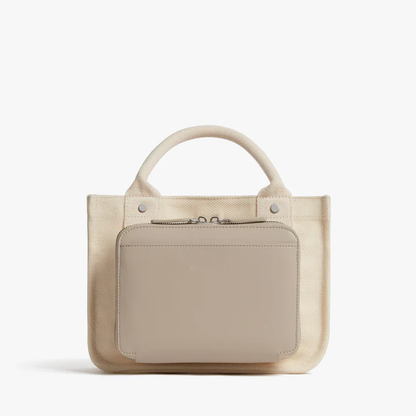 3.7L Minimal Canvas Small Structured Tote Bag with Detachable Shoulder Strap