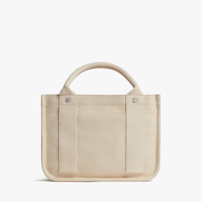 3.7L Minimal Canvas Small Structured Tote Bag with Detachable Shoulder Strap
