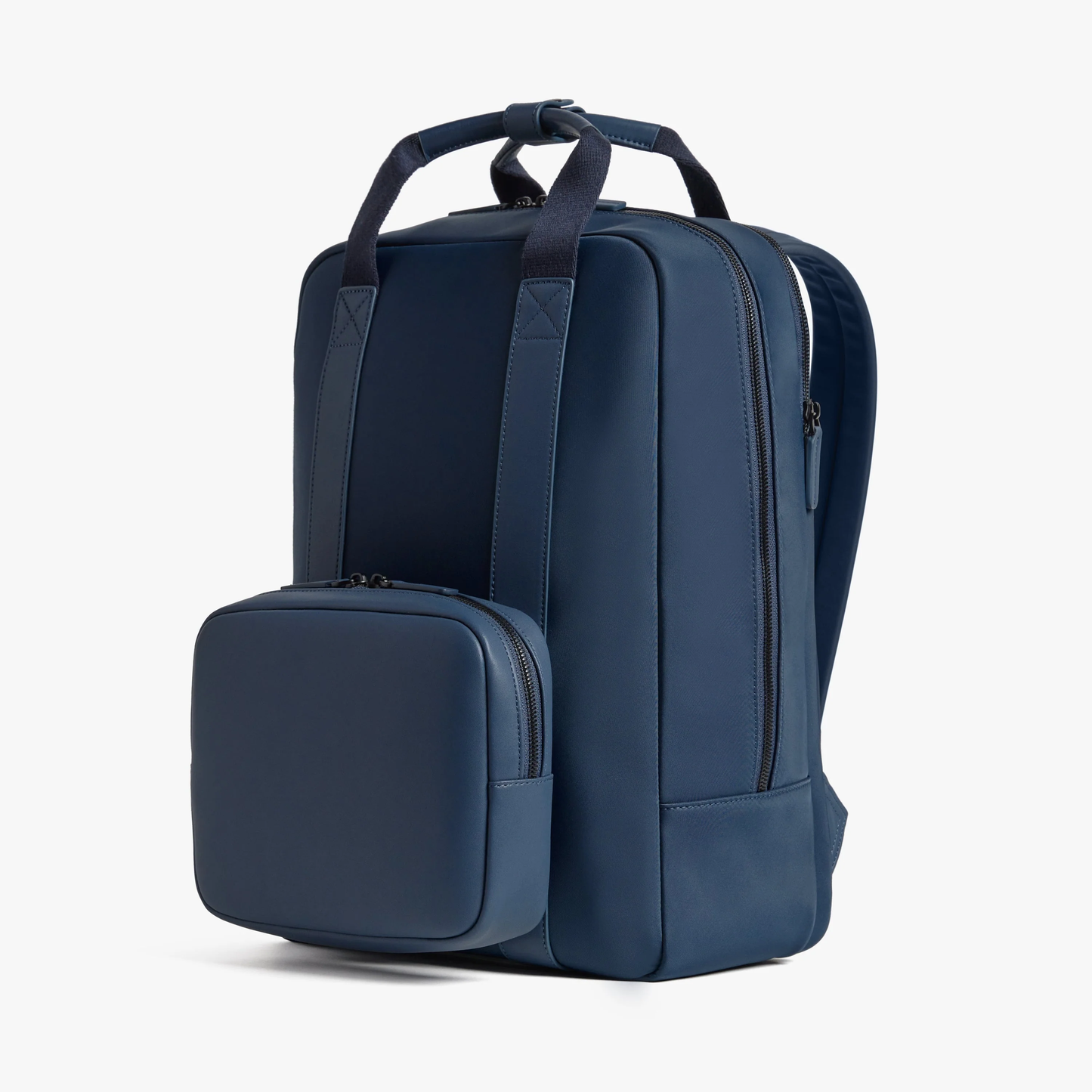 Waterproof Nylon Faux Leather Modular Backpack with Detachable Accessory Pouch & 15-inch Laptop Sleeve