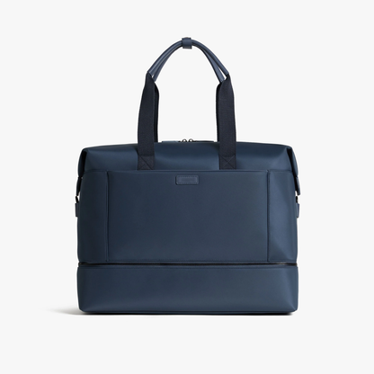 Water Resistant Nylon Faux Leather Weekender Travel Bag with Split Shoe Compartment & 16-inch Laptop Sleeve