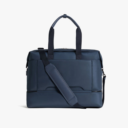 Water Resistant Nylon Faux Leather Weekender Travel Bag with Split Shoe Compartment & 16-inch Laptop Sleeve