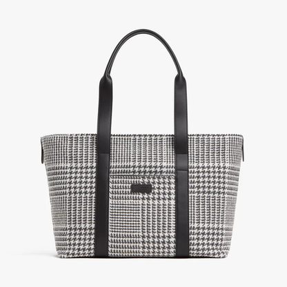 Houndstooth Woven Metro Tote Bag with 14-inch Laptop Sleeve & Luggage Sleeve