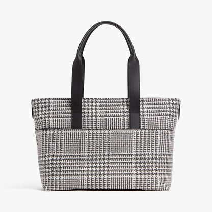 Houndstooth Woven Metro Tote Bag with 14-inch Laptop Sleeve & Luggage Sleeve
