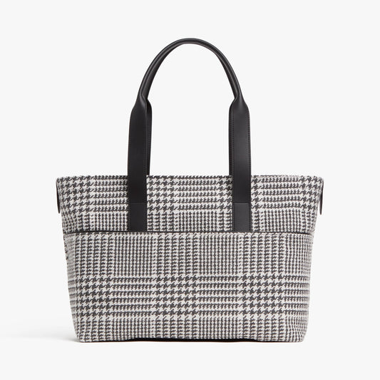 Houndstooth Woven Metro Tote Bag with 14-inch Laptop Sleeve & Luggage Sleeve