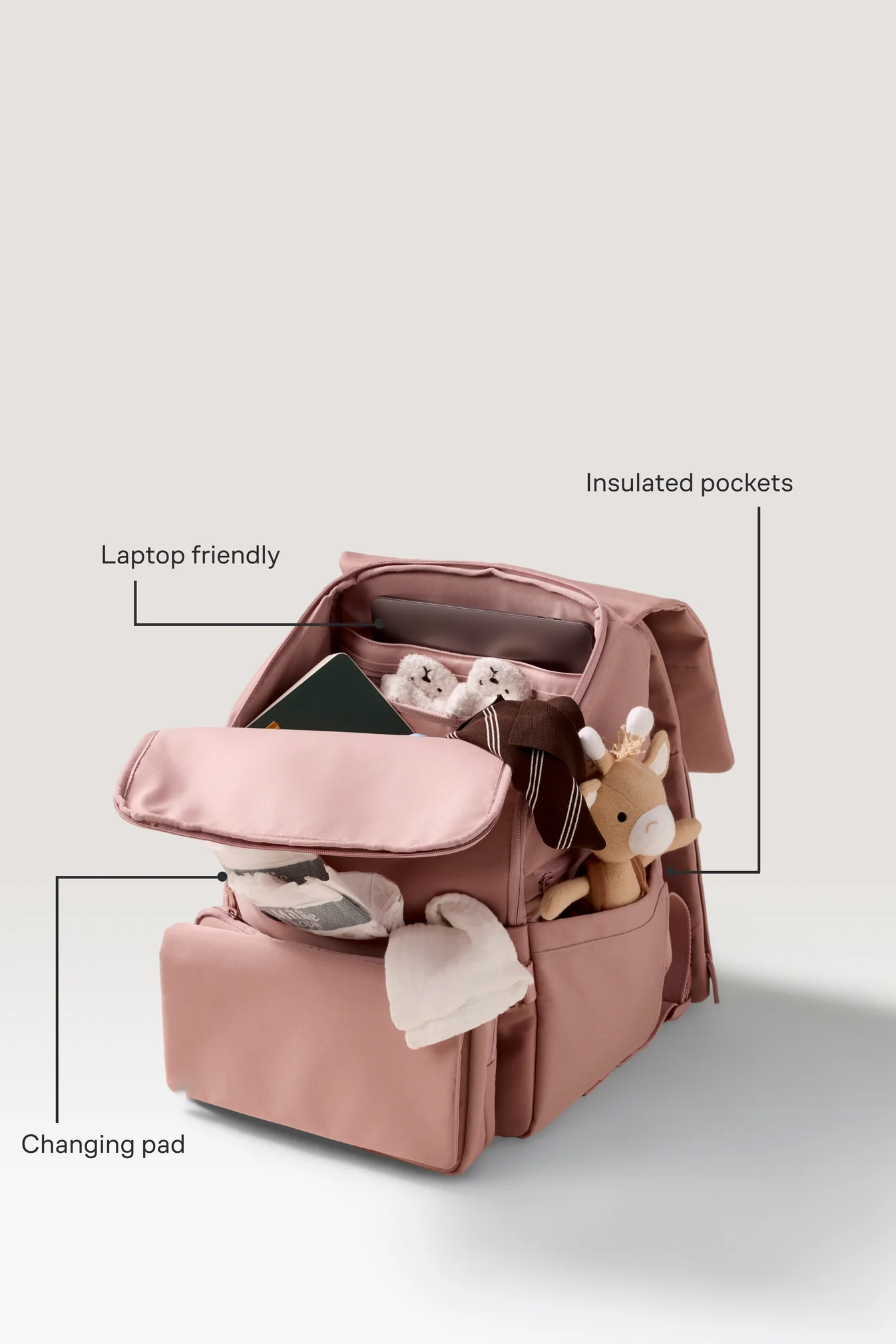 Backpack Multi-Pocket Nylon Diaper Backpack with Foldable Changing Station